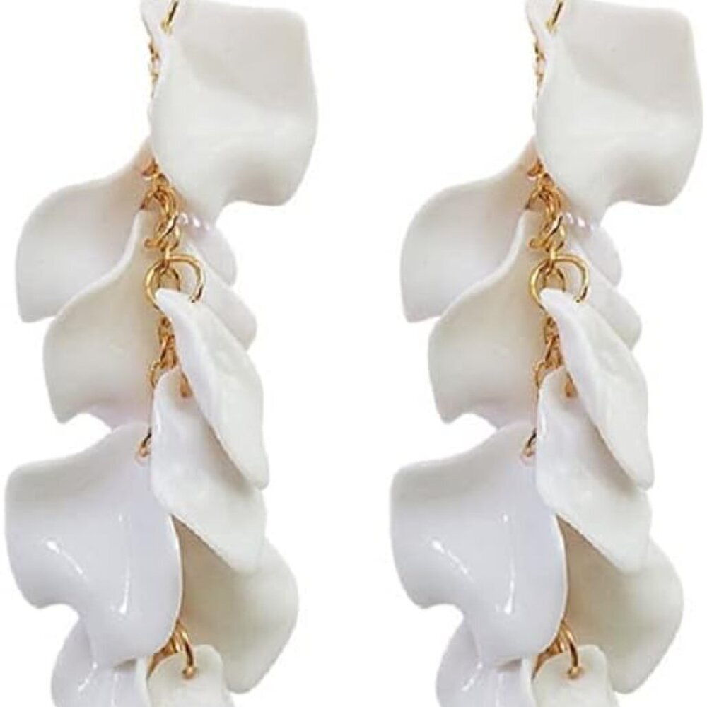 Dangle Acrylic Petal Earrings Long Drop Statement Fashion Rose Flower Earrings H